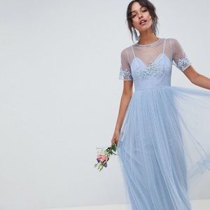 NWT ASOS DESIGN Lace and Dobby Mesh Overlay Dress